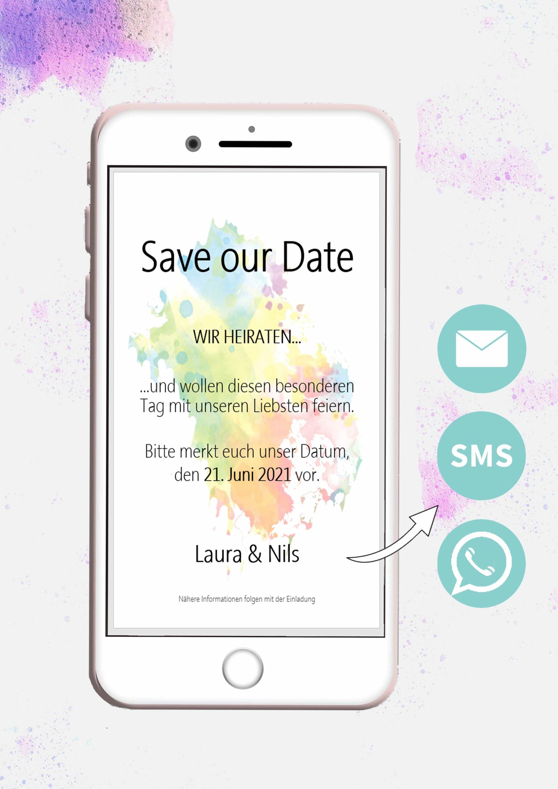 Save the Date Whatsapp Vorlage: Nachhaltig heiraten Dank digitaler Karten im Festival Design
