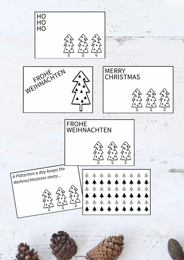 Druckvorlagen für minimalistische Weihnachtskarten