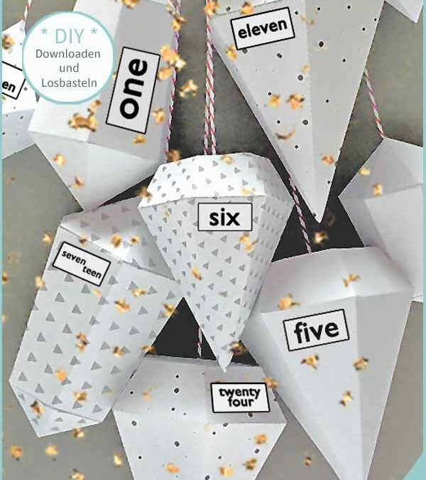 DIAMANTEN DIY ADVENTSKALENDER SELBER BASTELN – Bastelanleitung und Vorlage zum Ausdrucken