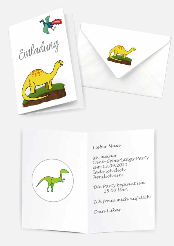 Druckvorlagen für Dinosaurier Einladungskarten
