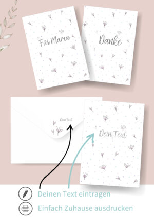 DIY Karte zum personalisieren zum Muttertag, Geburtstag oder als Dankeschön zwischendurch. Karte zum ausdrucken