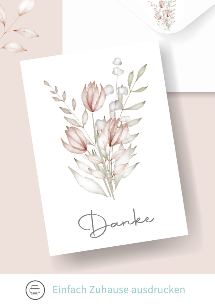 DIY Karte: Danke floral - basteldichgluecklich.com