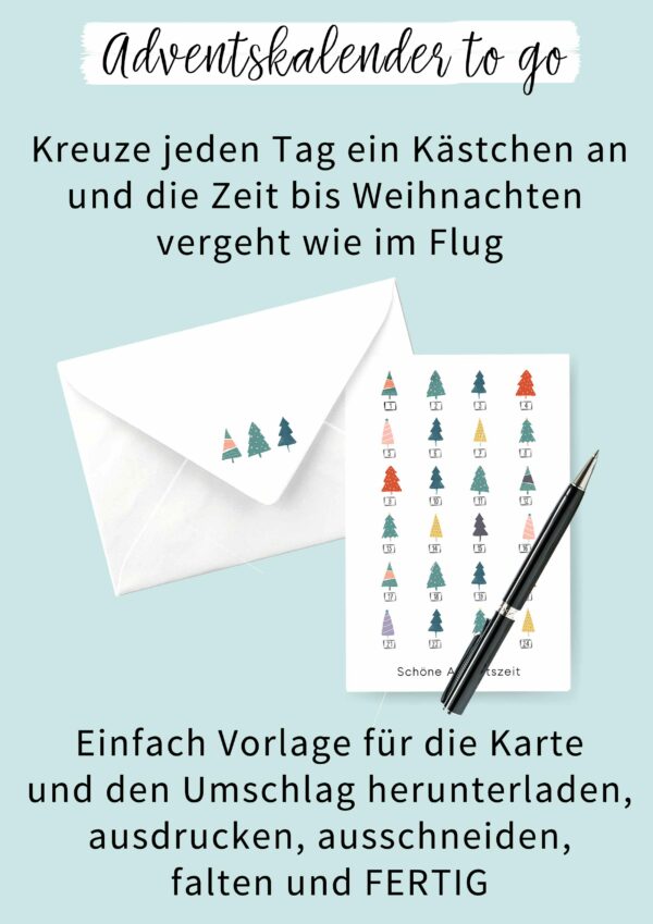DIY Weihnachtsbaum Adventskalender Karte to go