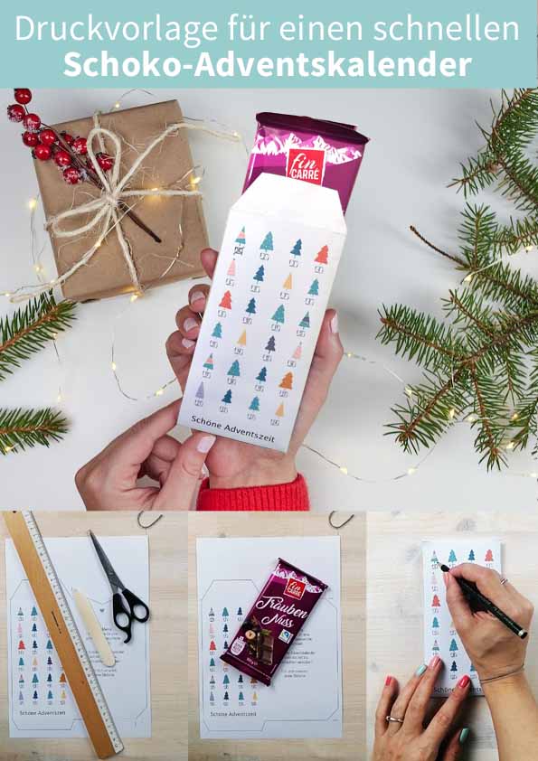 Druckvorlagen für einen DIY Schokoladen Adventskalender zum personalisieren