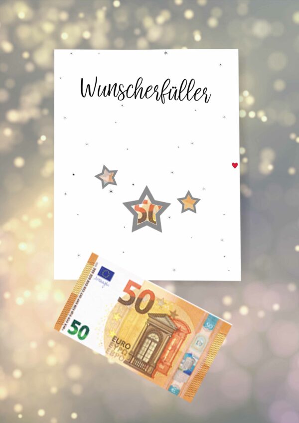 Geldgeschenk Karte basteln mit Sternen Wunscherfüller
