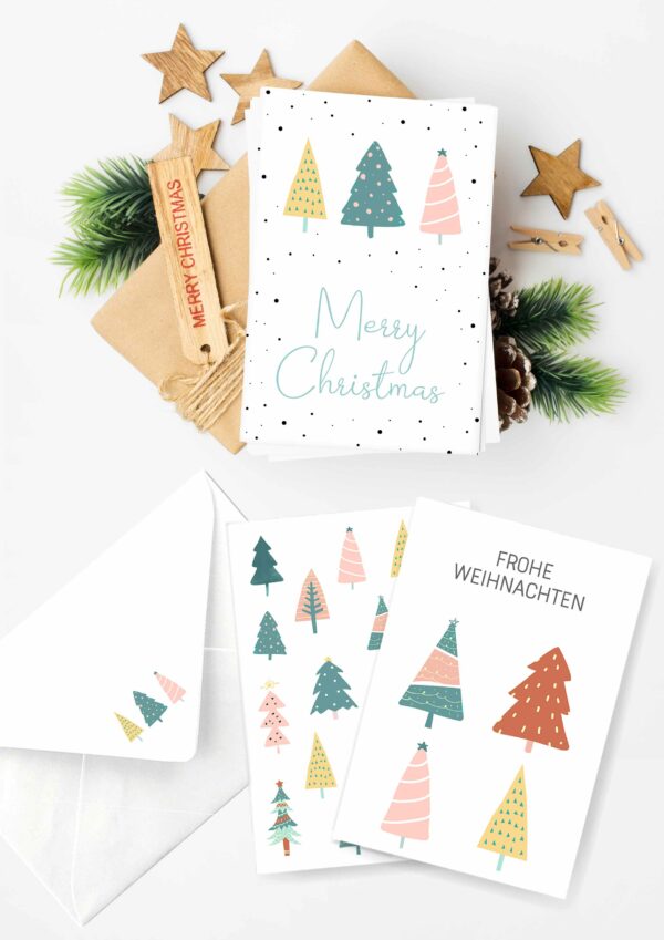 Vorlagen Weihnachtskarten Weihnachtsbaum ausdrucken und basteln